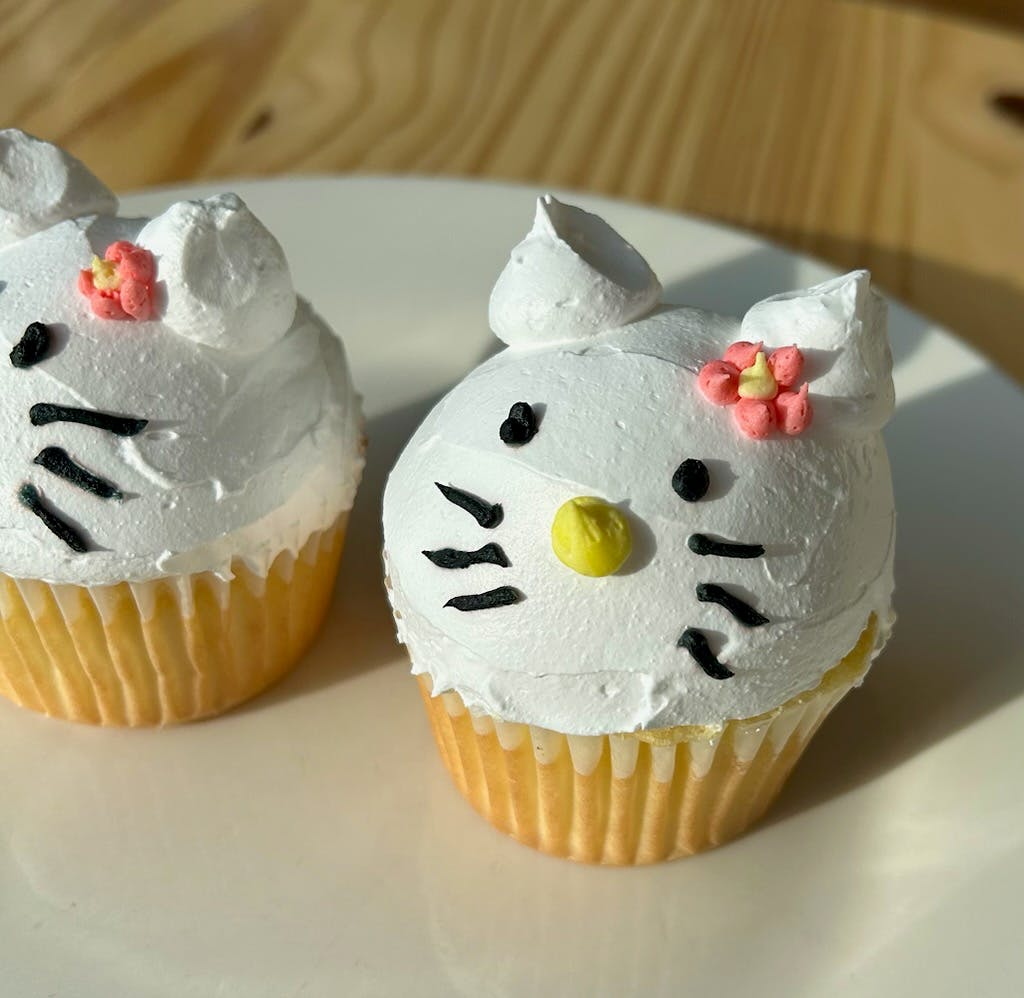 Picture of a kitty decorated cupcake